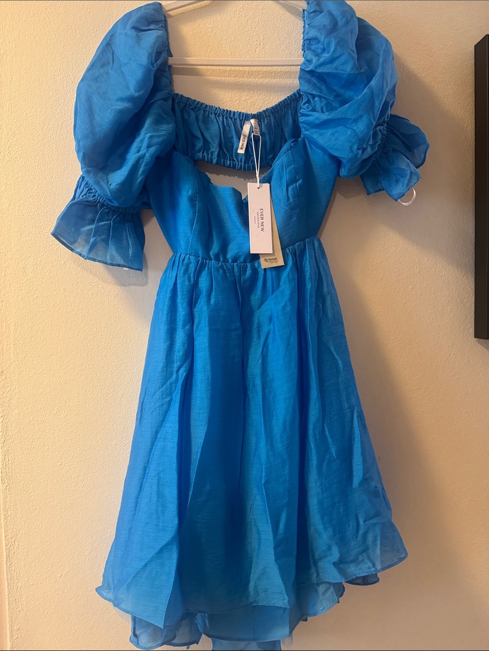 Ever New Vibrant Blue Puff-Sleeve Mini Dress